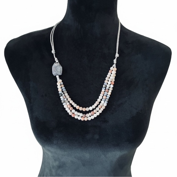 NEW NWT J. Jill Semiprecious Stone Bead Adjustable Cord Necklace $59 Retail Tag - Picture 3 of 4